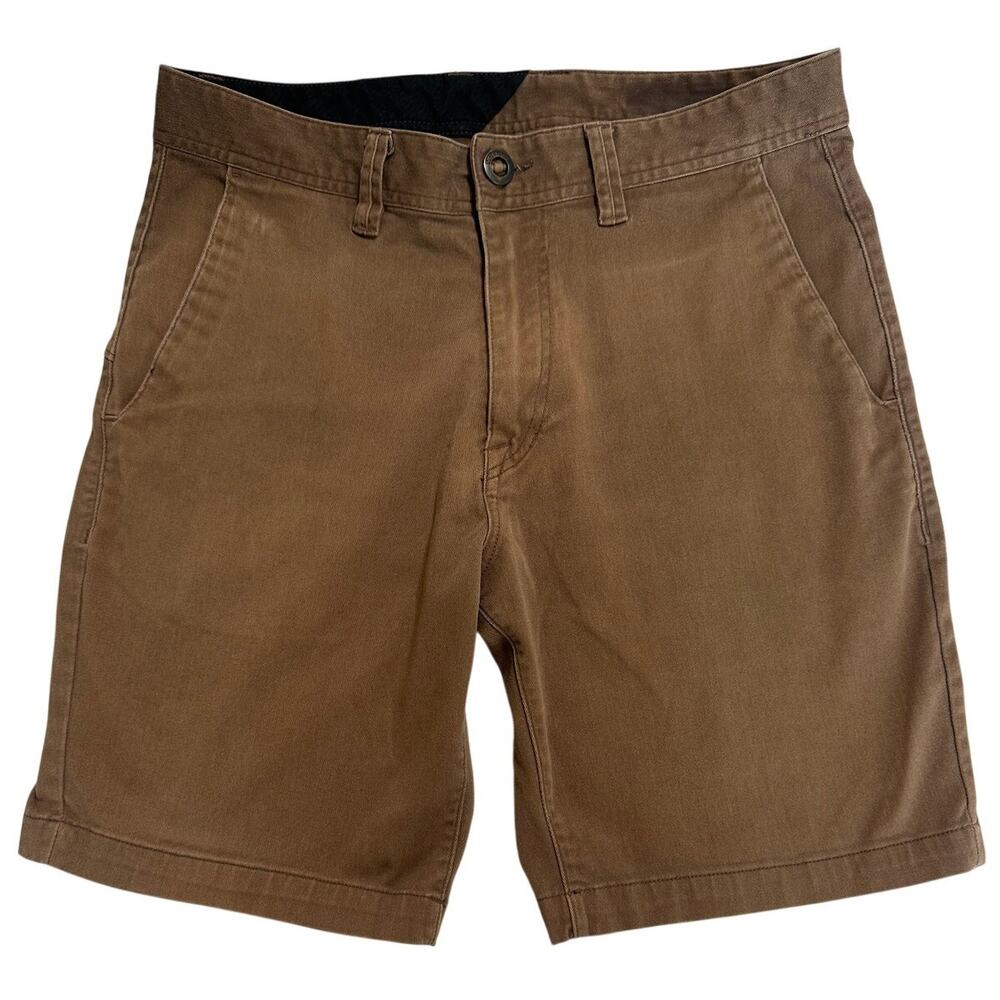 Volcom Mens Brown Shorts Flat Front Casual Measured Size